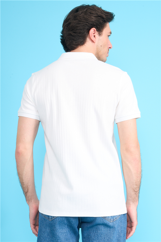 Çetinkaya Mentality 4602 Polo Yaka Regular Modelli T-shirt Beyaz