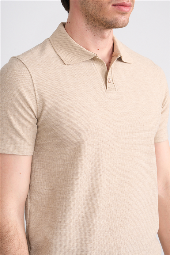 Çetinkaya Mentality 4603 Polo Yaka Regular Modelli T-shirt Taş