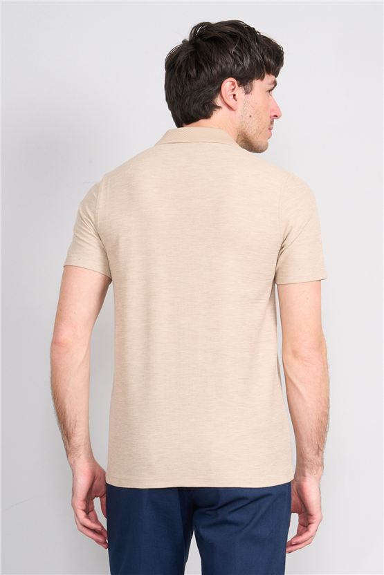 Çetinkaya Mentality 4603 Polo Yaka Regular Modelli T-shirt Taş