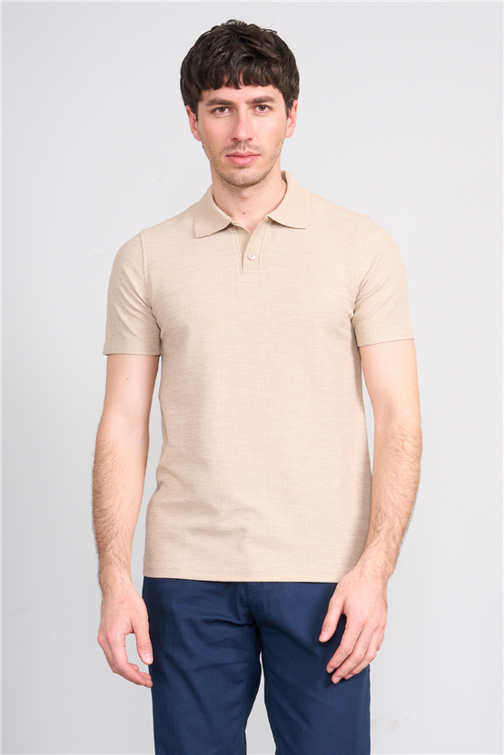 Çetinkaya Mentality 4603 Polo Yaka Regular Modelli T-shirt Taş