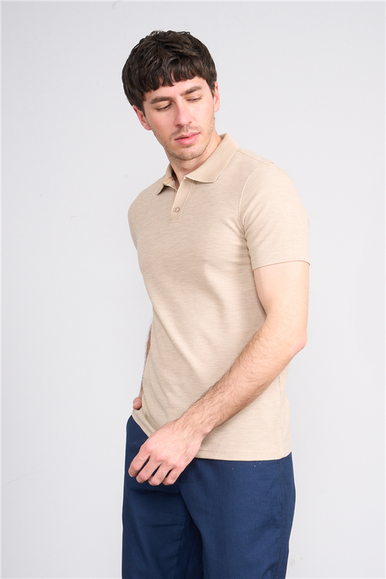Çetinkaya Mentality 4603 Polo Yaka Regular Modelli T-shirt Taş
