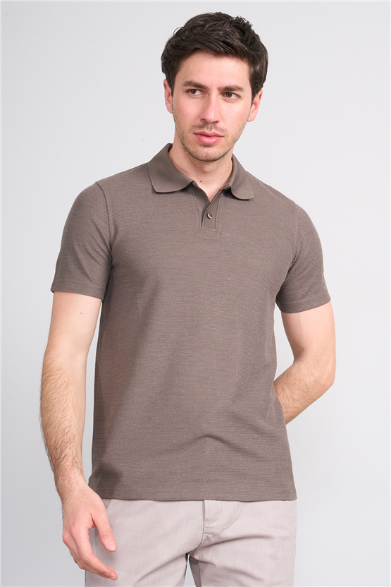 Çetinkaya Mentality 4603 Polo Yaka Regular Modelli T-shirt Vizon