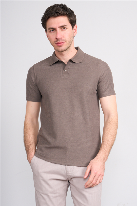 Çetinkaya Mentality 4603 Polo Yaka Regular Modelli T-shirt Vizon
