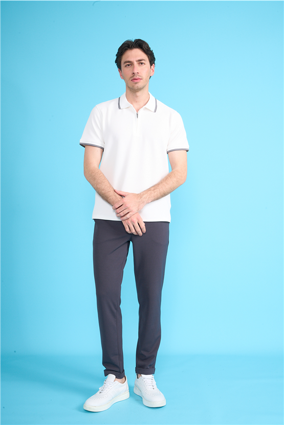 Çetinkaya Mentality 4604 Polo Yaka Regular Modelli T-shirt Beyaz