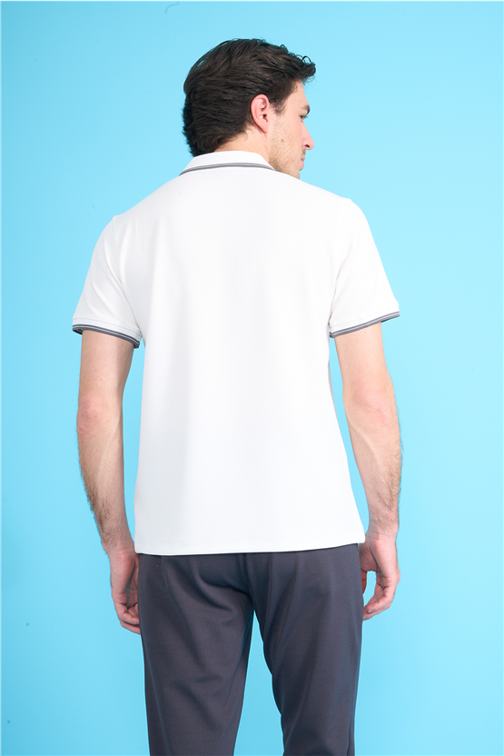 Çetinkaya Mentality 4604 Polo Yaka Regular Modelli T-shirt Beyaz