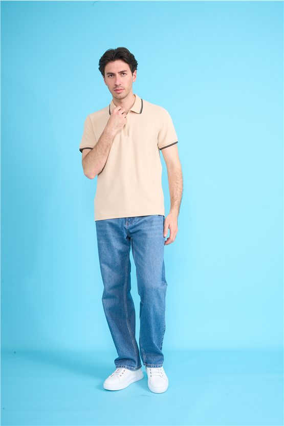 Çetinkaya Mentality 4604 Polo Yaka Regular Modelli T-shirt Bej