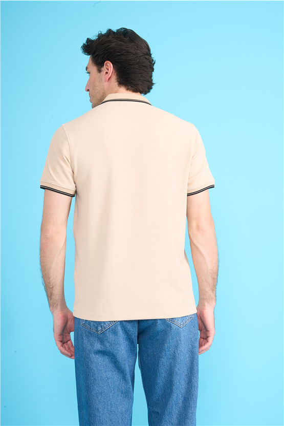 Çetinkaya Mentality 4604 Polo Yaka Regular Modelli T-shirt Bej
