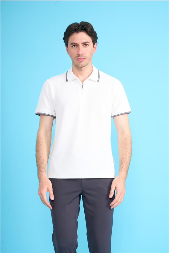 Çetinkaya Mentality 4604 Polo Yaka Regular Modelli T-shirt Beyaz