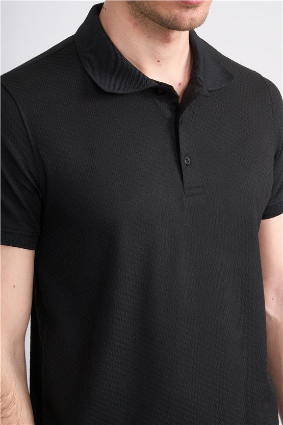 Çetinkaya Mentality 4607 Polo Yaka Regular Modelli T-shirt Siyah