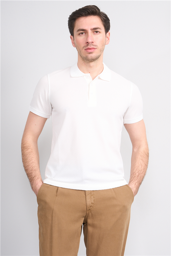 Çetinkaya Mentality 4607 Polo Yaka Regular Modelli T-shirt Beyaz