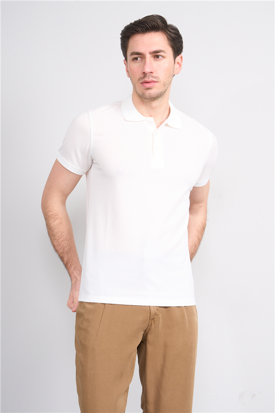 Çetinkaya Mentality 4607 Polo Yaka Regular Modelli T-shirt Beyaz