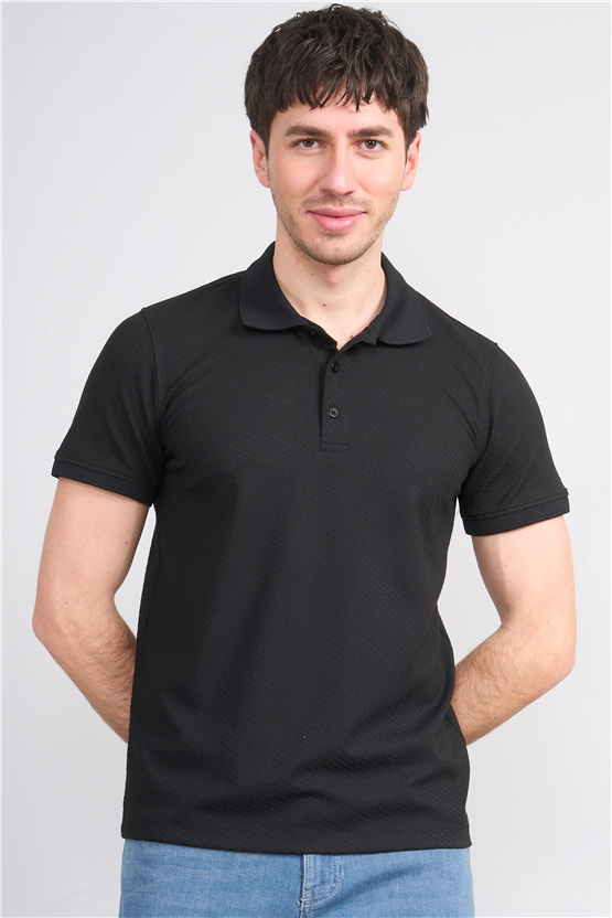 Çetinkaya Mentality 4607 Polo Yaka Regular Modelli T-shirt Siyah