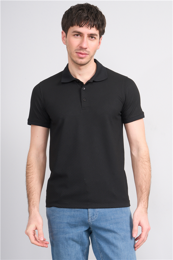 Çetinkaya Mentality 4607 Polo Yaka Regular Modelli T-shirt Siyah