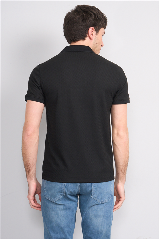 Çetinkaya Mentality 4607 Polo Yaka Regular Modelli T-shirt Siyah