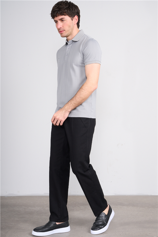 Çetinkaya Mentality 4609 Fermuarlı Polo Yaka Regular Modelli T-shirt Gri