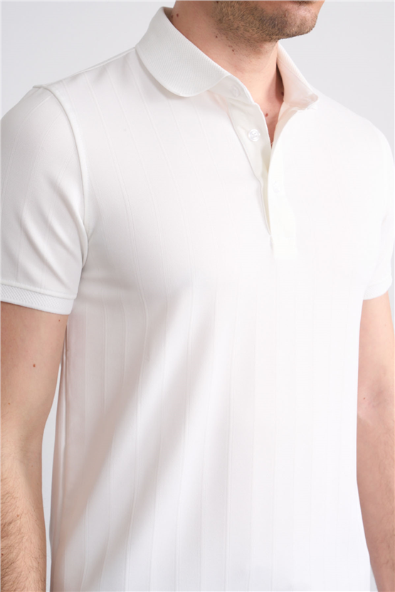 Çetinkaya Mentality 4609 Fermuarlı Polo Yaka Regular Modelli T-shirt Beyaz
