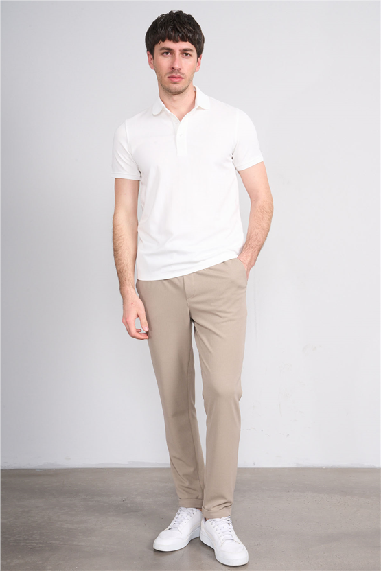 Çetinkaya Mentality 4609 Fermuarlı Polo Yaka Regular Modelli T-shirt Beyaz