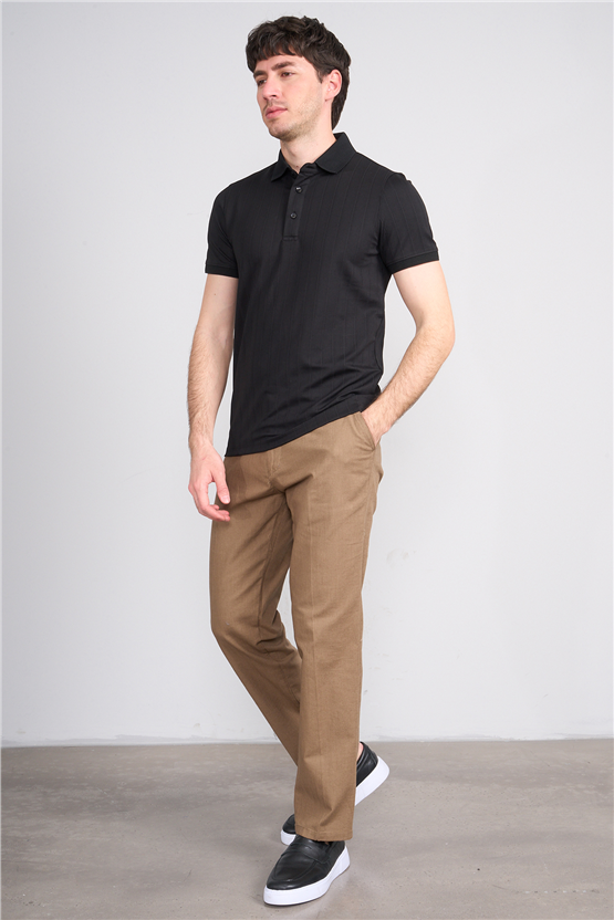 Çetinkaya Mentality 4609 Fermuarlı Polo Yaka Regular Modelli T-shirt Siyah