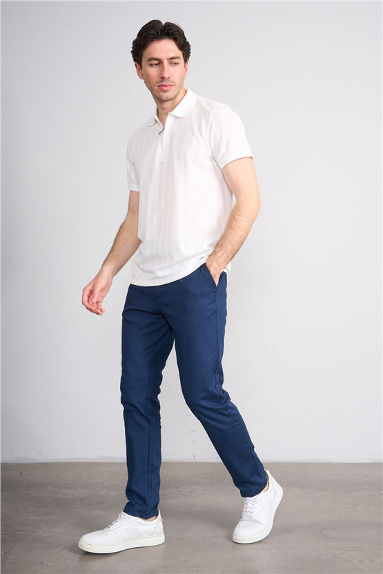 Çetinkaya Mentality 4611 Fermuarlı Polo Yaka Regular Modelli T-shirt Beyaz