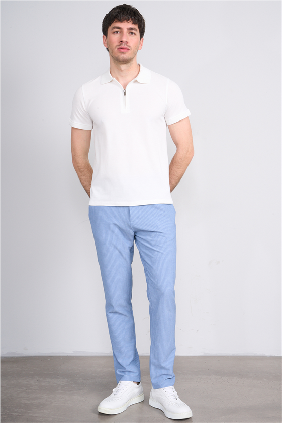 Çetinkaya Mentality 4612 Fermuarlı Polo Yaka Regular Modelli T-shirt Beyaz