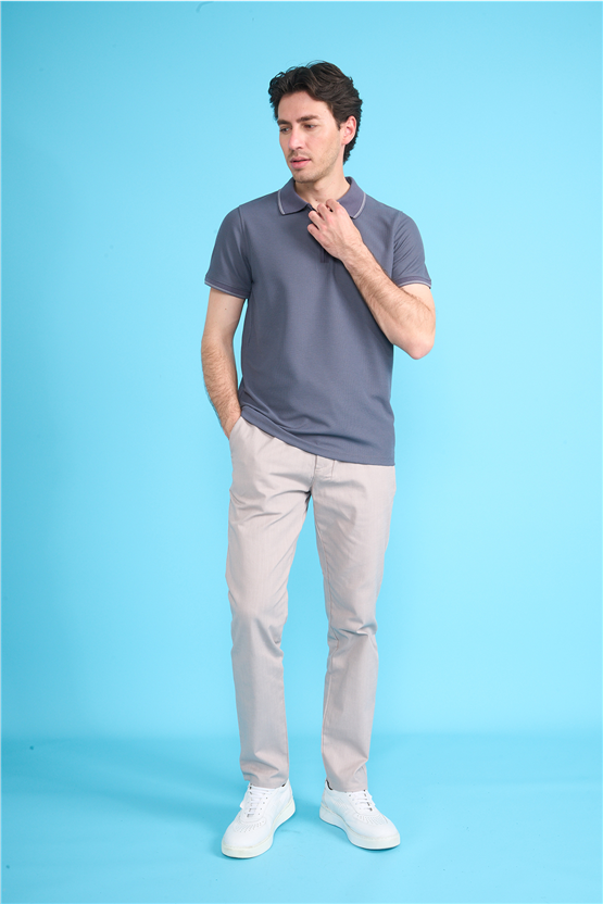 Çetinkaya Mentality 4616 Fermuarlı Polo Yaka Regular Modelli T-shirt Antrasit
