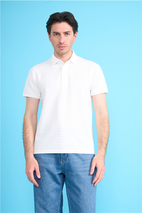 Çetinkaya Mentality 4620 Polo Yaka Regular Modelli T-shirt Beyaz