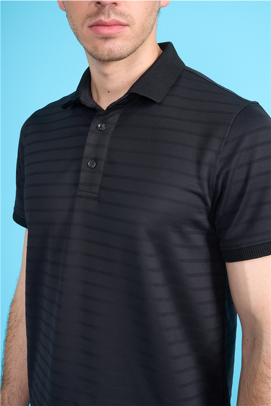 Çetinkaya Mentality 4620 Polo Yaka Regular Modelli T-shirt Siyah