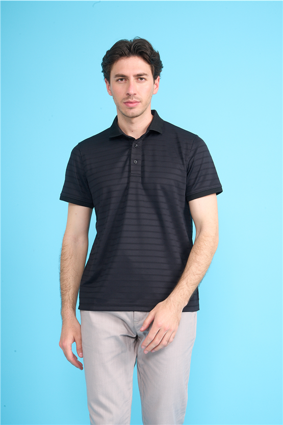 Çetinkaya Mentality 4620 Polo Yaka Regular Modelli T-shirt Siyah