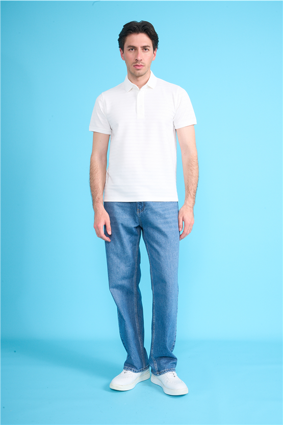 Çetinkaya Mentality 4620 Polo Yaka Regular Modelli T-shirt Beyaz