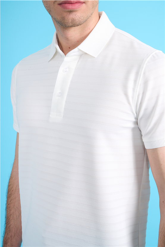 Çetinkaya Mentality 4620 Polo Yaka Regular Modelli T-shirt Beyaz