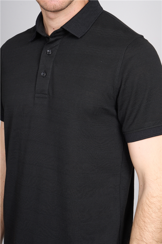 Çetinkaya Mentality 4622 Polo Yaka Regular Modelli T-shirt Siyah