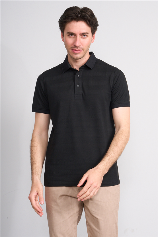 Çetinkaya Mentality 4622 Polo Yaka Regular Modelli T-shirt Siyah