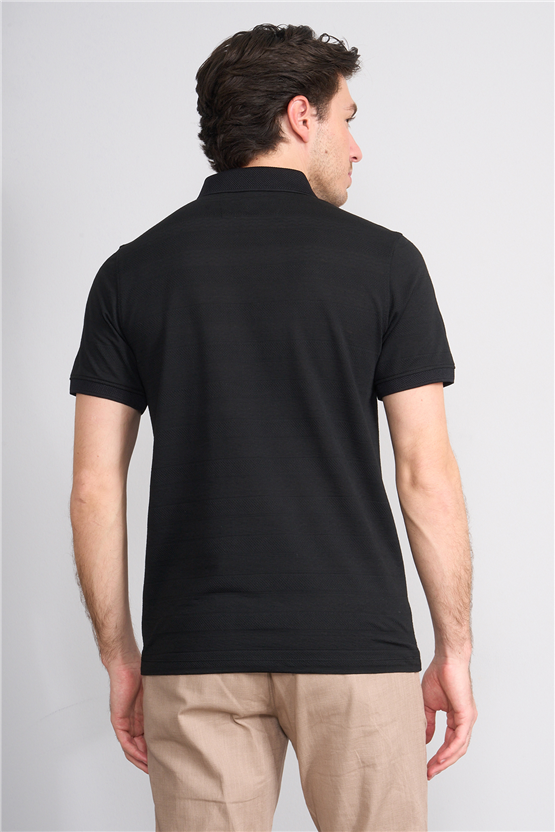 Çetinkaya Mentality 4622 Polo Yaka Regular Modelli T-shirt Siyah