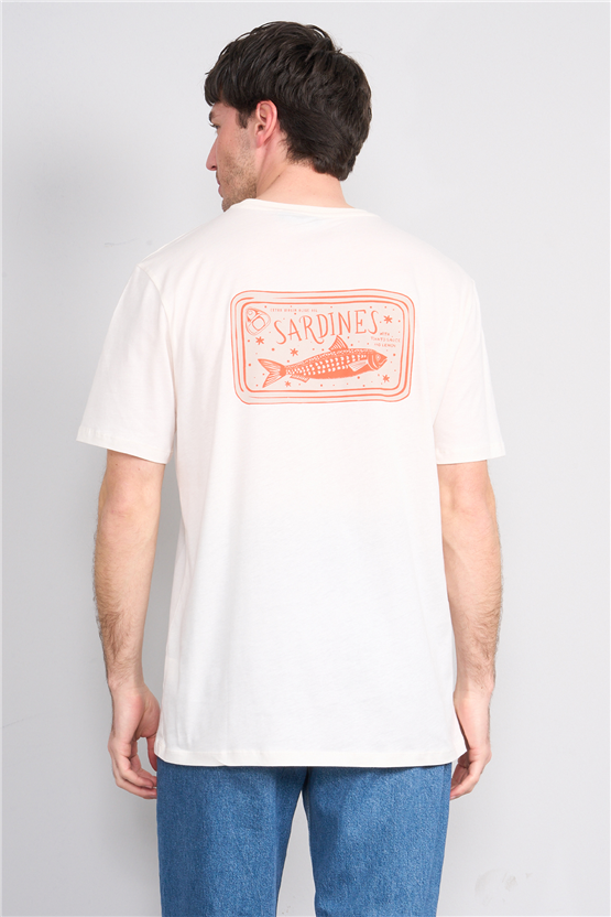 Çetinkaya Mentality 4630 Bisiklet Yaka Regular Baskılı T-shirt Krem