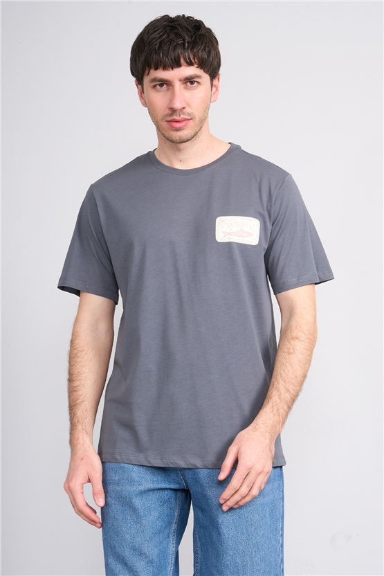 Çetinkaya Mentality 4630 Bisiklet Yaka Regular Baskılı T-shirt Koyu Gri