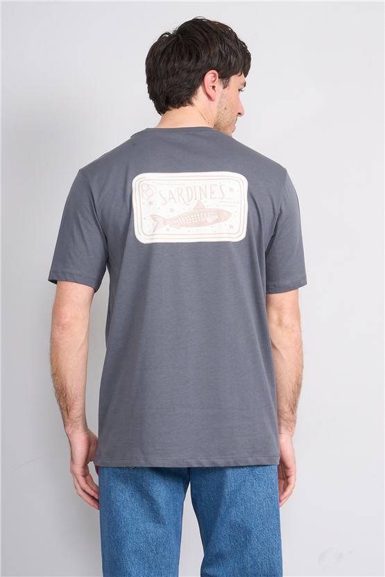 Çetinkaya Mentality 4630 Bisiklet Yaka Regular Baskılı T-shirt Koyu Gri