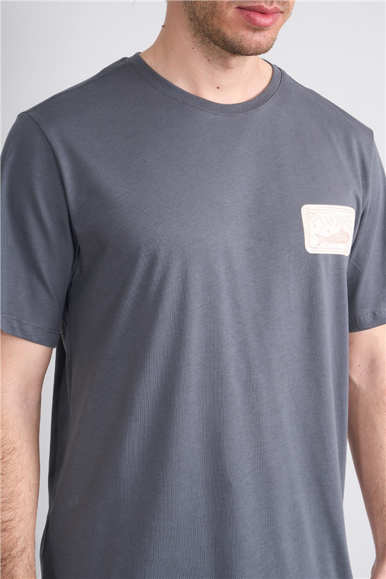 Çetinkaya Mentality 4630 Bisiklet Yaka Regular Baskılı T-shirt Koyu Gri