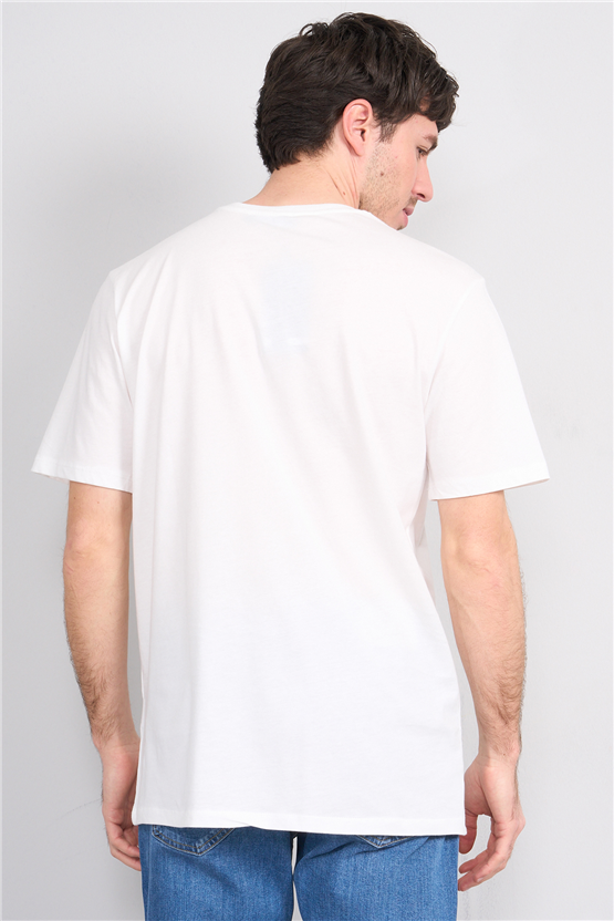 Çetinkaya Mentality 4635 Bisiklet Yaka Regular Baskılı T-shirt Krem