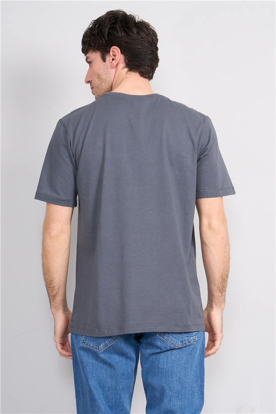 Çetinkaya Mentality 4635 Bisiklet Yaka Regular Baskılı T-shirt Koyu Gri