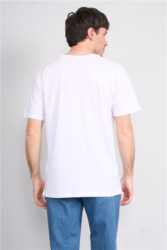 Çetinkaya Mentality 4636 Bisiklet Yaka Regular Baskılı T-shirt Beyaz