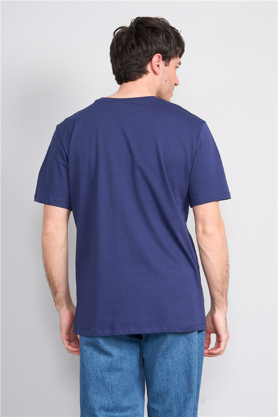 Çetinkaya Mentality 4636 Bisiklet Yaka Regular Baskılı T-shirt Açık Lacivert