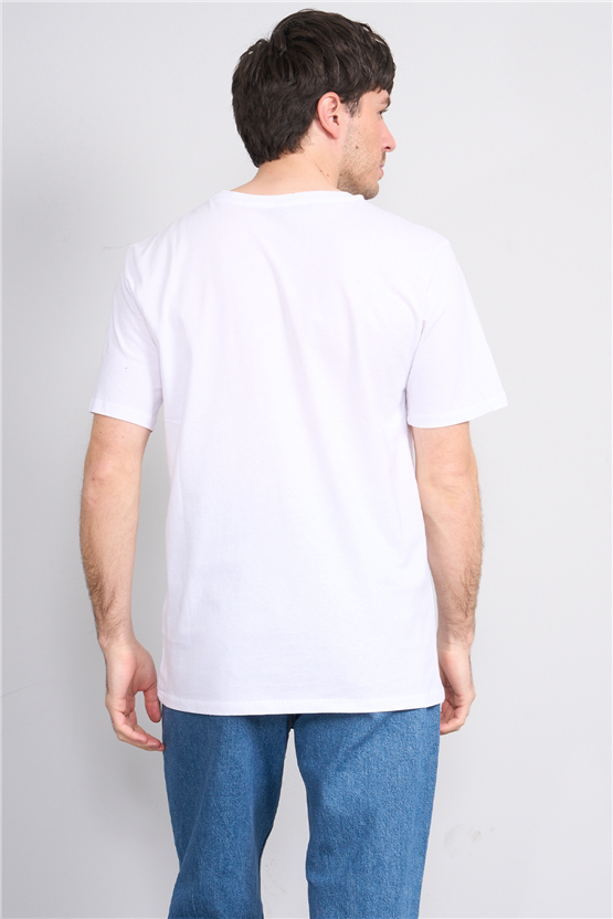 Çetinkaya Mentality 4637 Bisiklet Yaka Regular Baskılı T-shirt Beyaz