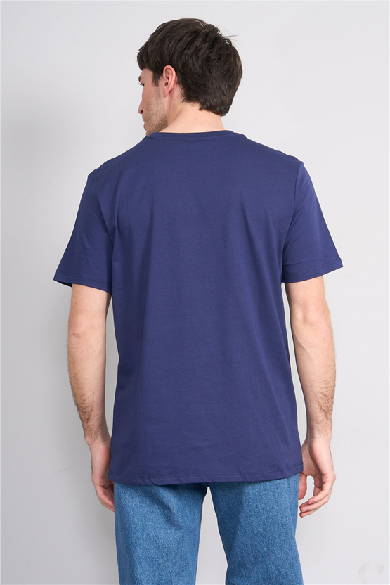 Çetinkaya Mentality 4637 Bisiklet Yaka Regular Baskılı T-shirt Açık Lacivert