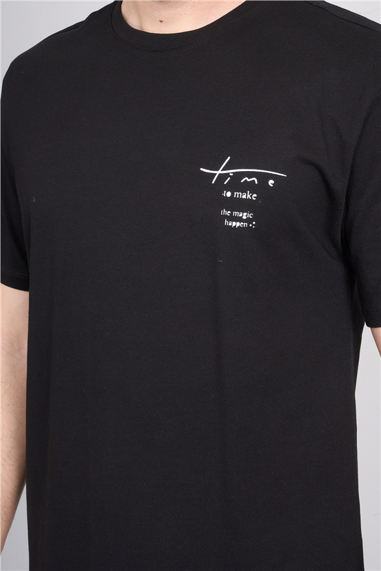 Çetinkaya Mentality 4638 Bisiklet Yaka Regular Baskılı T-shirt Siyah