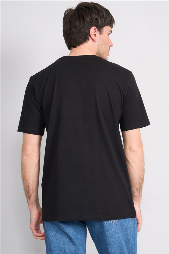 Çetinkaya Mentality 4638 Bisiklet Yaka Regular Baskılı T-shirt Siyah