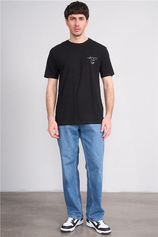 Çetinkaya Mentality 4638 Bisiklet Yaka Regular Baskılı T-shirt Siyah
