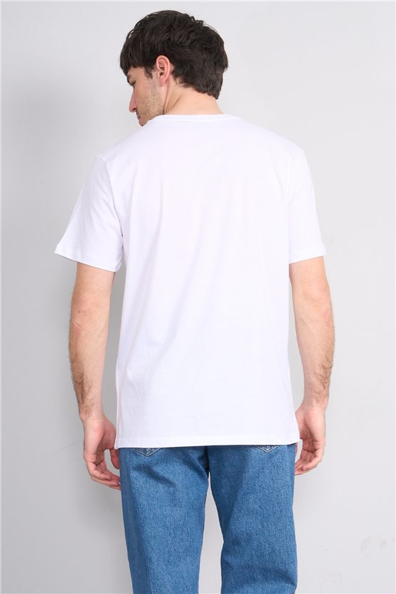 Çetinkaya Mentality 4639 Bisiklet Yaka Regular Baskılı T-shirt Beyaz