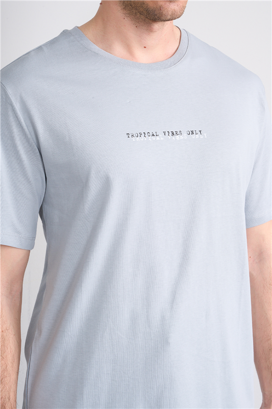 Çetinkaya Mentality 4642 Bisiklet Yaka Regular Baskılı T-shirt Açık Gri