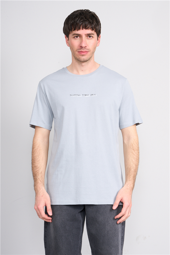 Çetinkaya Mentality 4642 Bisiklet Yaka Regular Baskılı T-shirt Açık Gri