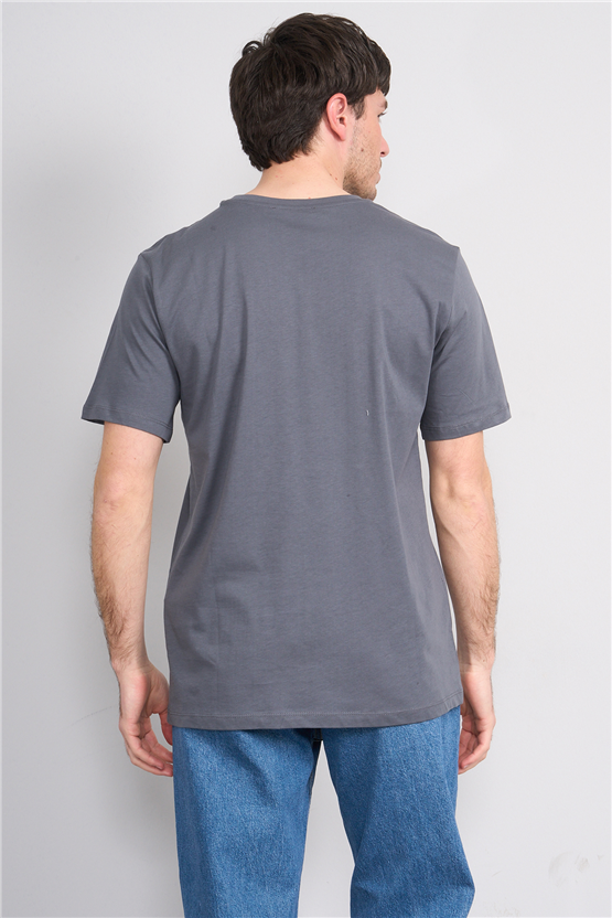 Çetinkaya Mentality 4642 Bisiklet Yaka Regular Baskılı T-shirt Koyu Gri